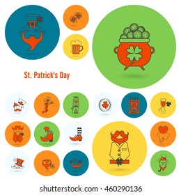 Saint Patricks Day Icon Set. Vector. Clean Work Minimum Points