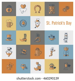 Saint Patricks Day Icon Set. Vector. Clean Work Minimum Points