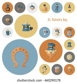 Saint Patricks Day Icon Set. Vector. Clean Work Minimum Points