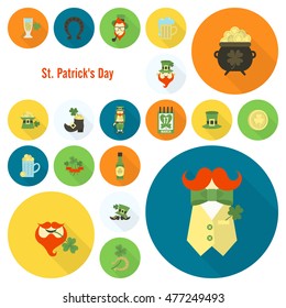 Saint Patricks Day Icon Set. Vector. Clean Work Minimum Points