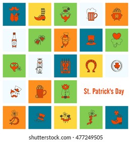 Saint Patricks Day Icon Set. Vector. Clean Work Minimum Points