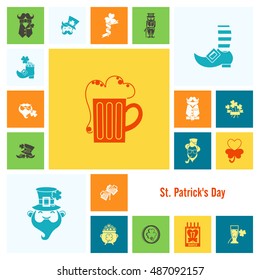 Saint Patricks Day Icon Set. Vector. Clean Work Minimum Points