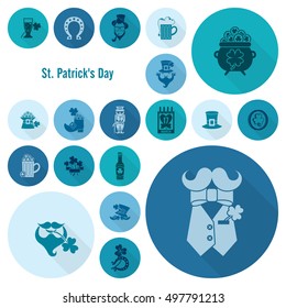 Saint Patricks Day Icon Set. Vector. Clean Work Minimum Points