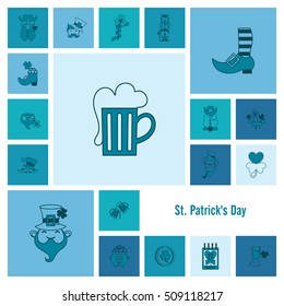 Saint Patricks Day Icon Set. Vector. Clean Work Minimum Points