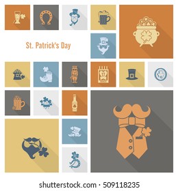 Saint Patricks Day Icon Set. Vector. Clean Work Minimum Points