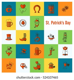 Saint Patricks Day Icon Set. Vector. Clean Work Minimum Points