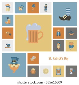 Saint Patricks Day Icon Set. Vector. Clean Work Minimum Points