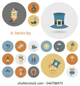 Saint Patricks Day Icon Set. Vector. Clean Work Minimum Points