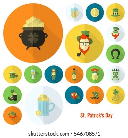 Saint Patricks Day Icon Set. Vector. Clean Work Minimum Points