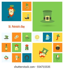 Saint Patricks Day Icon Set. Vector. Clean Work Minimum Points