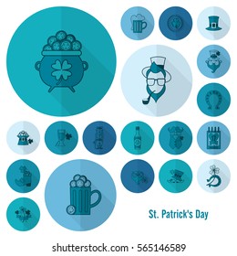 Saint Patricks Day Icon Set. Vector. Clean Work Minimum Points