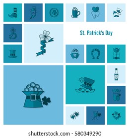 Saint Patricks Day Icon Set. Vector. Clean Work Minimum Points