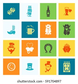 Saint Patricks Day Icon Set. Vector. Clean Work Minimum Points
