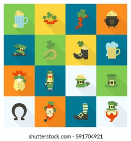 Saint Patricks Day Icon Set. Vector. Clean Work Minimum Points