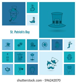 Saint Patricks Day Icon Set. Vector. Clean Work Minimum Points