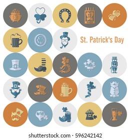 Saint Patricks Day Icon Set. Vector. Clean Work Minimum Points