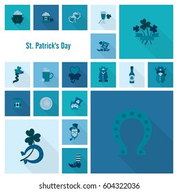 Saint Patricks Day Icon Set. Vector. Clean Work Minimum Points
