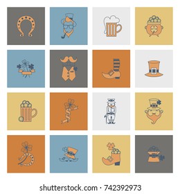 Saint Patricks Day Icon Set. Vector. Clean Work Minimum Points