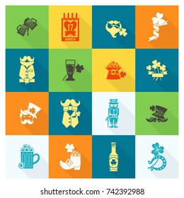 Saint Patricks Day Icon Set. Vector. Clean Work Minimum Points
