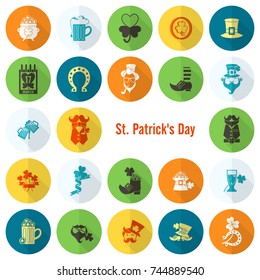 Saint Patricks Day Icon Set. Vector. Clean Work Minimum Points