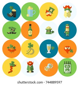 Saint Patricks Day Icon Set. Vector. Clean Work Minimum Points