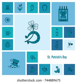Saint Patricks Day Icon Set. Vector. Clean Work Minimum Points