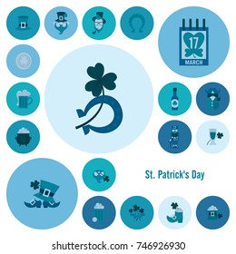 Saint Patricks Day Icon Set. Vector. Clean Work Minimum Points
