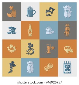 Saint Patricks Day Icon Set. Vector. Clean Work Minimum Points