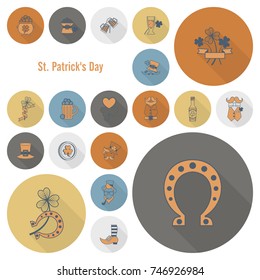 Saint Patricks Day Icon Set. Vector. Clean Work Minimum Points