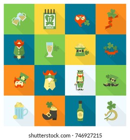 Saint Patricks Day Icon Set. Vector. Clean Work Minimum Points