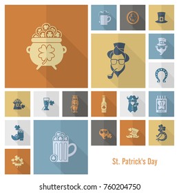 Saint Patricks Day Icon Set. Vector. Clean Work Minimum Points