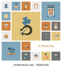 Saint Patricks Day Icon Set. Vector. Clean Work Minimum Points
