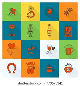 Saint Patricks Day Icon Set. Vector. Clean Work Minimum Points