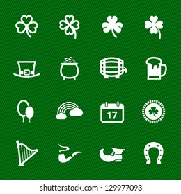 Saint Patrick"s Day Icons with Green Background