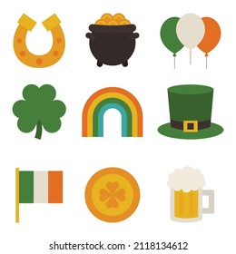 Saint patricks day icons set isolated on white background. vector illustration.