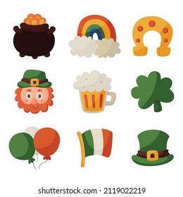Saint patricks day icons set isolated on white background. vector illustration.