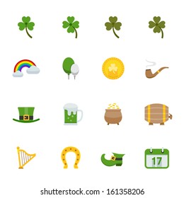 Saint Patrick's Day Icons with White Background