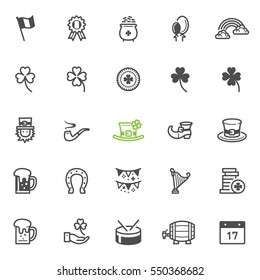 Saint Patrick's Day icons with White Background