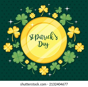 saint patricks day illustration with coin and clovers