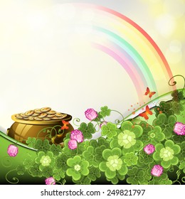Saint Patrick's Day illustration with pot of coins