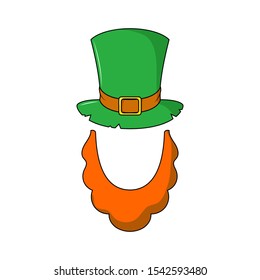 Saint Patricks Day illustrations. Leprechaun face. Vector cartoon icons. Isolated objects on a white background.