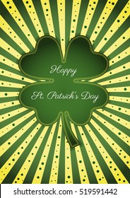 Saint Patrick's day invitation card with clover leaf. Illustration contains text: Happy Saint Patrick's day
