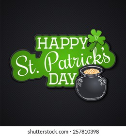 Saint Patrick's Day. Irish holiday. Label or card paper. Flat vector illustration