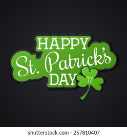 Saint Patrick's Day. Irish holiday. Label or card paper. Flat vector illustration