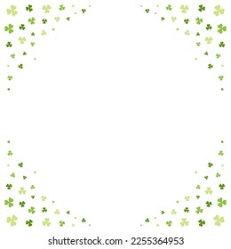 Saint Patrick's Day Irish lucky green clover frame background design template vector illustration. Celtic culture fortune shamrock success floral foliage leaf natural plant festive decoration ornate