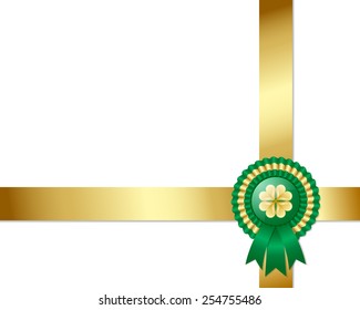 Saint Patrick's Day Irish rosette with ribbons on white background
