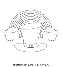 saint patricks day irish tradition leprechaun hat with rainbow cartoon vector illustration graphic design