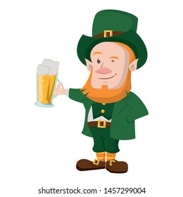 Leprechaun Holding Beer Glass Pot Gold Stock Vector (Royalty Free ...