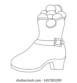 saint patricks day irish tradition green leprechaun boot with golden coins cartoon vector illustration graphic design