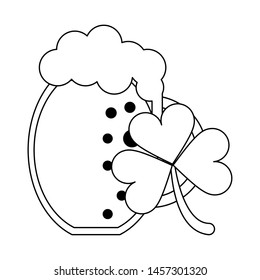 saint patricks day irish tradition clover with beer cartoon vector illustration graphic design